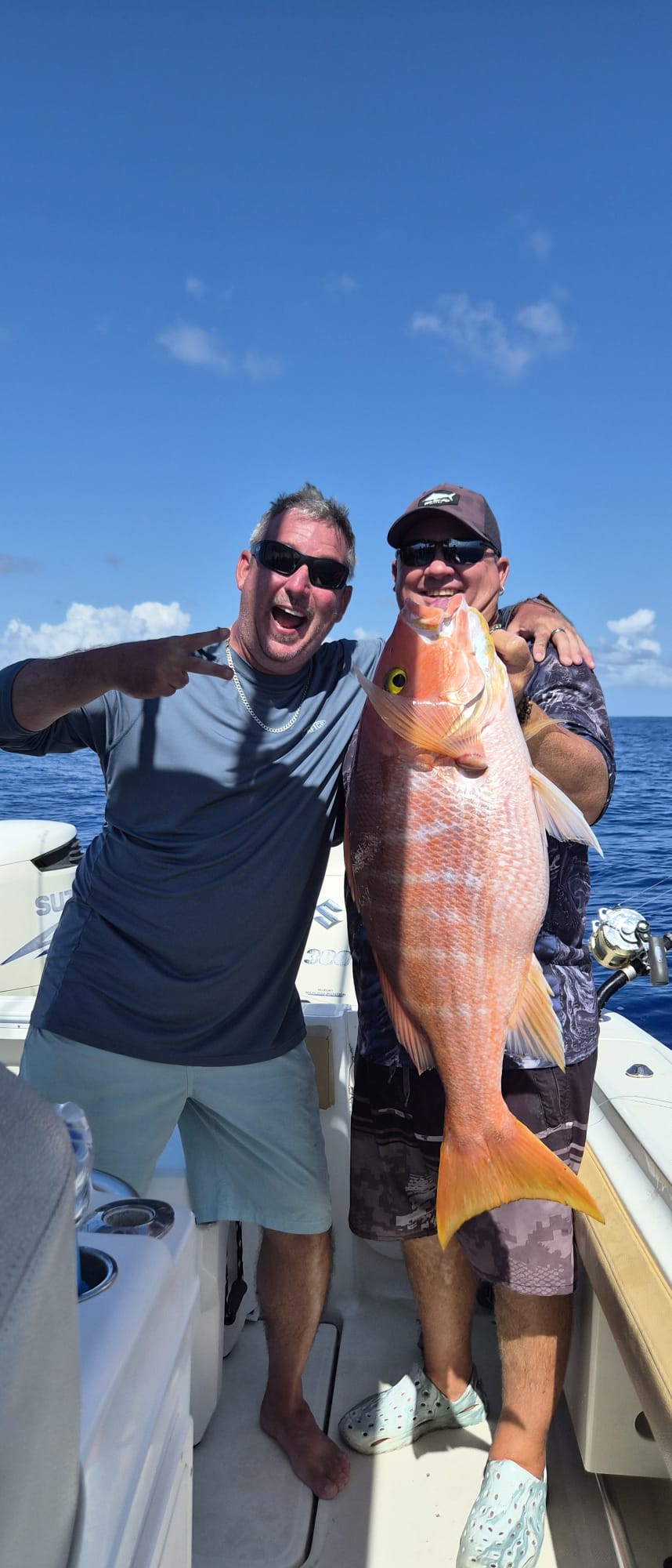 18 lb Silk Snapper caught on Blue Water Excursions Grand Cayman deep drop charter