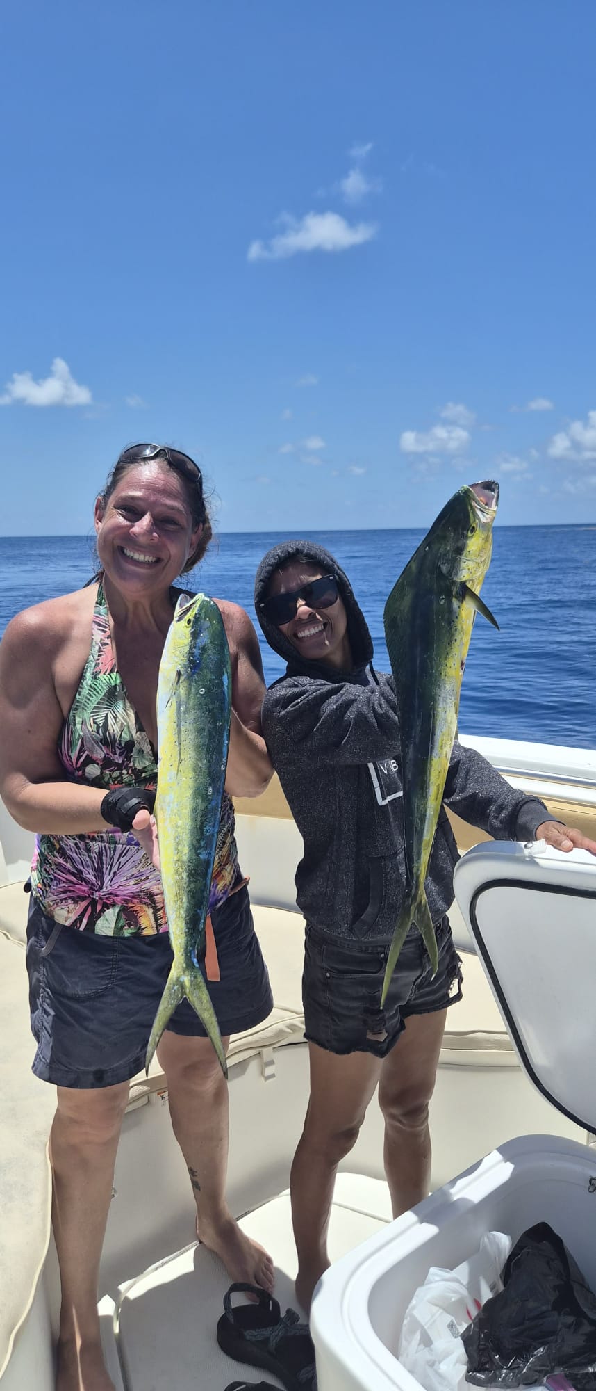 Double Mahi-Mahi catch on Blue Water Excursions Grand Cayman fishing charter